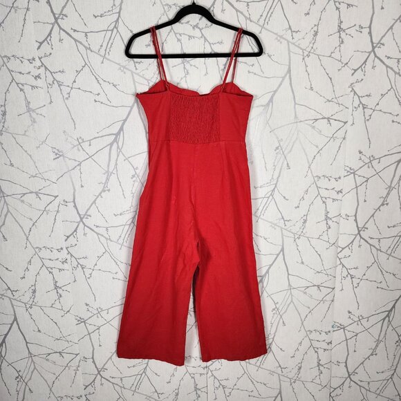 ASTR The Label Linen Blend Strappy Smocked Wide Leg Crop Jumpsuit - Picture 4 of 8